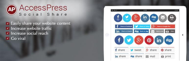 Social Share WordPress Plugin – AccessPress Social Share　メインビジュアル